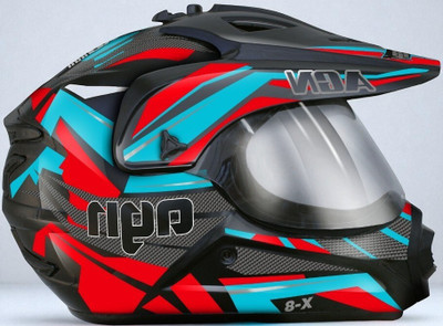 TRINOS X8 AGN Graphics Motocross Motorbike Helmet (Red) (KK-1) Motorsports Helmet(Red)