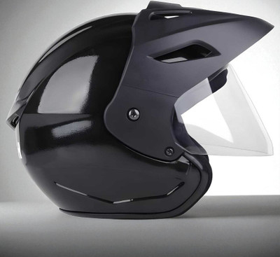 TRINOS Neno Peak with pc Visor ABS Material (NN-1) Motorbike Helmet(Black)