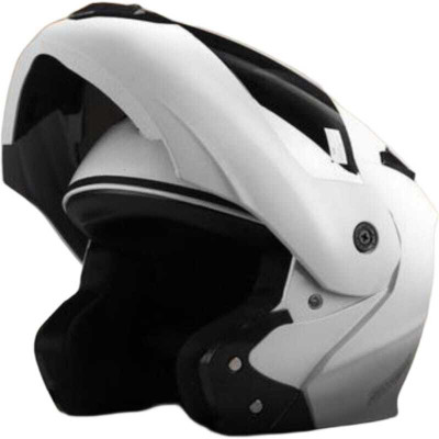 FOROLY Flipup with Rainbow Visor ABS Material Motorbike Helmet(White)