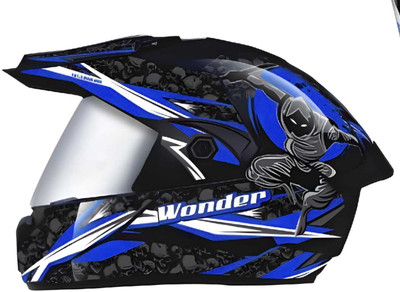 Agx Wonder Ninja Cap with Polycarbonate Visor ABS Material Motorbike Helmet(Blue)