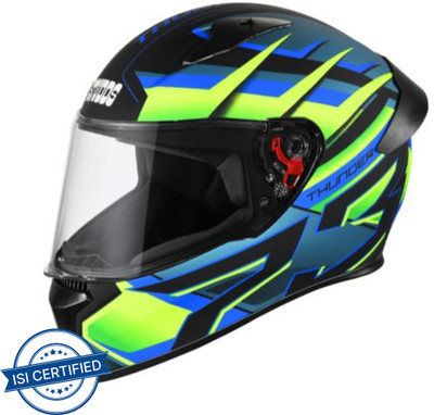 STUDDS THUNDER D6 Motorbike Helmet(Matt Black Green N1)
