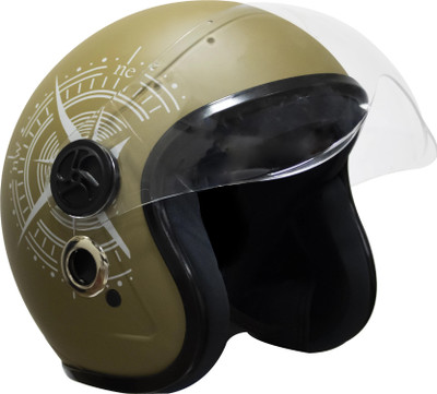 TURTLE Star With Visor Half Face Clear Visor M-58 cm Motorbike Helmet(Khaki)