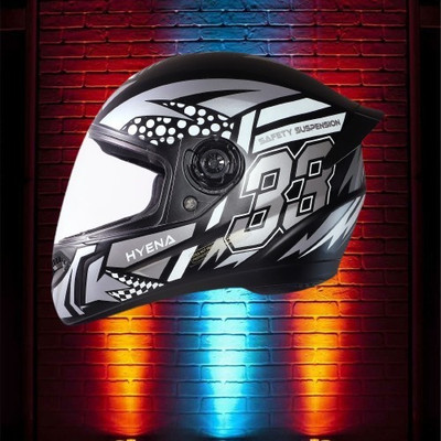 OZONE JSR_FULL FACE_Helmet_Hyana_Prime Quality_@$$22 Motorbike Helmet(SILVER BLACK)
