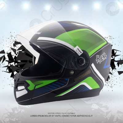 OZONE Superior Helmet_full face_Hyna_VG_21@09 Motorbike Helmet(GREEN BLACK)