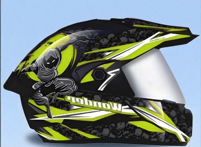 TRINOS Wonder Ninja Cap with Polycarbonate Visor ABS Material (NN-1) Motorbike Helmet(Green)
