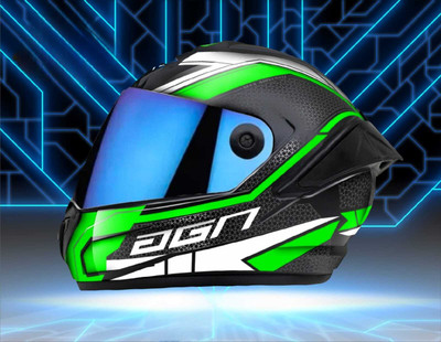 Agx AGN Speed ABS Material with Rainbow visor Motorbike Helmet(Green)