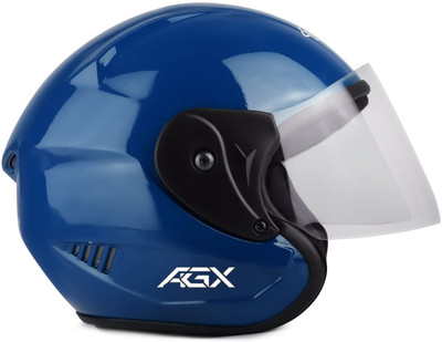 Agx Open Face Unisex Motorbike Helmet(Blue)