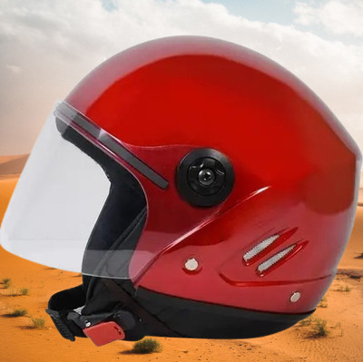 Lxt Red_Half_face_Helmet_with ISI Certified_RE_52 Motorbike Helmet(Red)