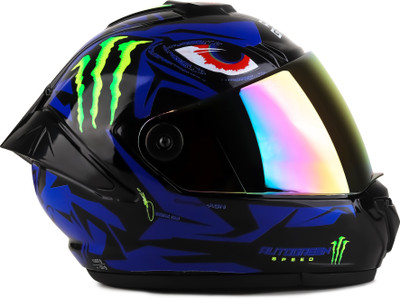 Agx Monster Speed ABS Material with Rainbow Visor Motorbike Helmet(Blue)