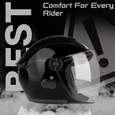 FOROLY Autogreen Open ABS Material with Pc Visor Motorbike Helmet(Black)