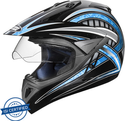 STUDDS Motocross D2 with Visor Motorbike Helmet(Black)