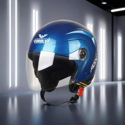 FOROLY AURA Open Face Alpha Unisex ABS Material Motorbike Helmet(Blue)