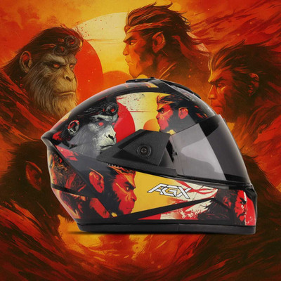 Agx Hanuman Ji 3D Decal with Unbreakable PC Visor ABS Material Unisex Motorbike Helmet(Multicolor)