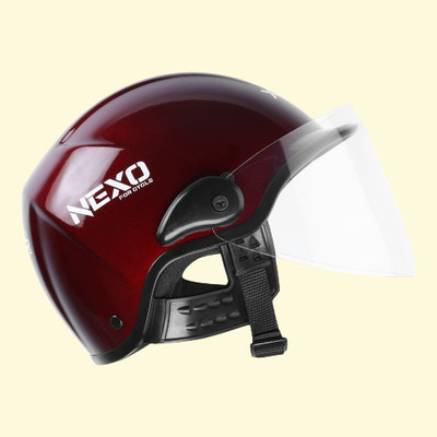 Xinor Nexo Half Helmet for Scooty & Motorbike with Clear Visor Motorsports Helmet(Wine Red)