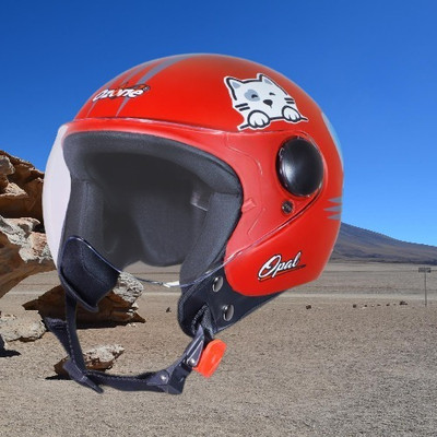 OZONE Kitty helmet_OF_Unisex_largesize_Oz069 Motorbike Helmet(Red)