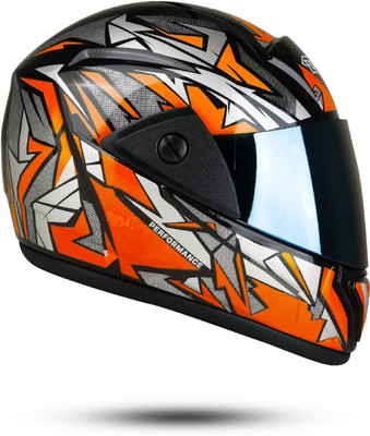 AutoGREEN Dragon Fullface ABS Material with Rainbow Visor Unisex Motorbike Helmet(Orange)