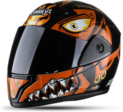 FOROLY Rado Bali with Anti UV Unbreakable Visor ABS Material, Unisex (O-1) Motorbike Helmet(Orange)