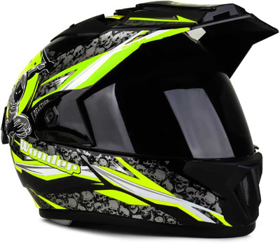 Agx Wonder Ninja Cap ABS Material with Polycarbonate Visor Motorbike Helmet(Green)
