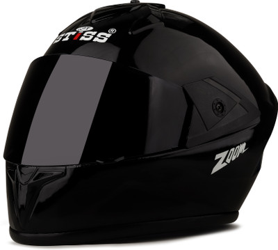Quite 2jali blk glass plain Motorbike Helmet(Black)