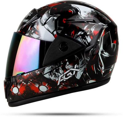 Agx Rado Ironmen with Anti UV Rainbow Visor ABS Material, Unisex Motorbike Helmet(Multicolor)