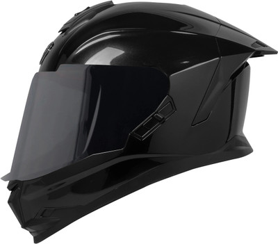 Steelbird SBH-57 Fighter ISI and DOT Certified Full Face Helmet for Men and Women Motorbike Helmet(Glossy Black)