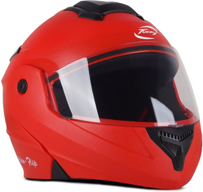 fuery Flip-up Plain Visor Blue Helmet Z073 Motorsports Helmet(Red)