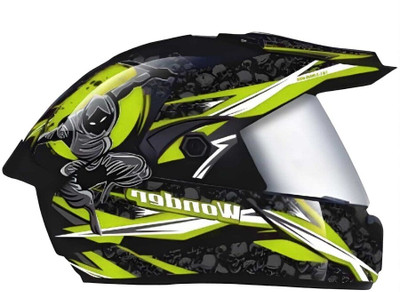 TRINOS Wonder Ninja Cap with Polycarbonate Visor ABS Material (MM-1) Motorbike Helmet(Green)