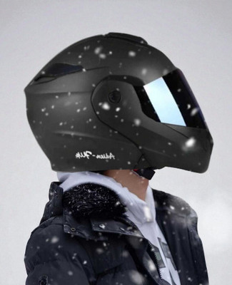 FOROLY Deletion Flipup ABS Material with Rainbow Visor (KK-1) Motorbike Helmet(Black)