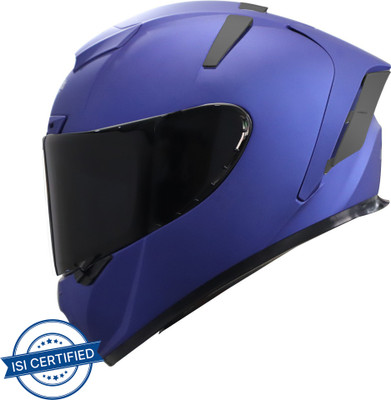 Steelbird SA-2 7Wings Super Aeronautics Full Face Helmet in Matt Y. Blue with Smoke Visor Motorbike Helmet(Matt Y.Blue with Smoke Visor)