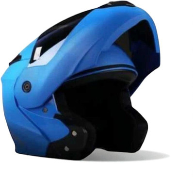 TRINOS Flipup with Rainbow Visor ABS Material (MM-1) Motorbike Helmet(Blue)