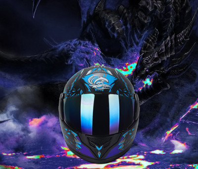 HILLIYARD Men's ABS Material Shell Full Face Rainbow Visor, Unti UV Scratch resistance Motorsports Helmet(Blue)