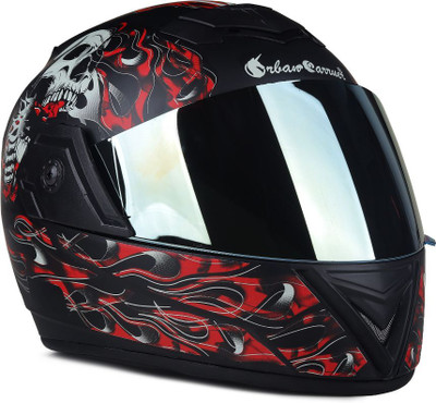 urban carrier ABS Ghost Rider Full Face Rainbow Visor(J12) Motorbike Helmet(Red)
