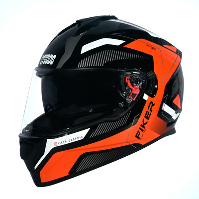 STUDDS Drifter D5 Fiker ISI Certified with Dual Visor & Spoiler Full Face Helmet Helmet Motorbike Helmet(Black, Orange)