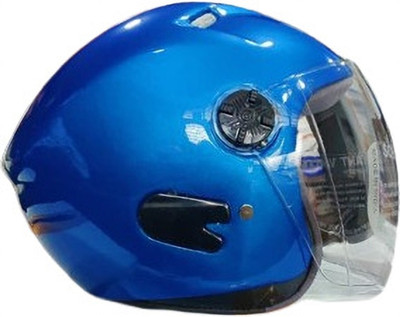 Kanha ABS Track Super Open Face Helmet With PC Visor For Unisex(Sky Blue) Motorbike Helmet(Sky Blue)