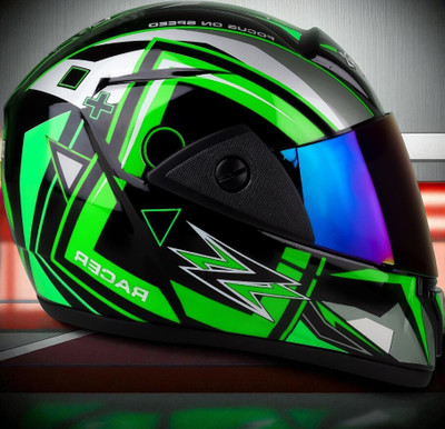 deletion Rado Tiger with Anti UV Rainbow Visor, ABS Material, Unisex (NN-1) Motorbike Helmet(Green)