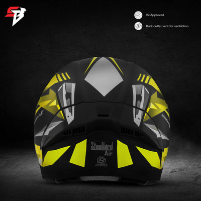 Steelbird SBA-20 SHIELD X ISI Certified Flip-Up Graphic Helmet for Men and Women Motorbike Helmet(Glossy Black Neon)
