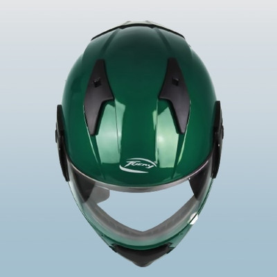 fuery FULL FACE HELMET WONDER PLAIN SILVER FF119 Motorbike Helmet(Green)