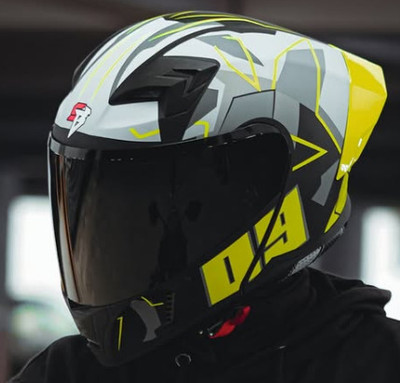 Steelbird Air SBA-20 ISS 09 GLOSSY BLACK NEON MEDIUM Motorsports Helmet(Black, Neon)