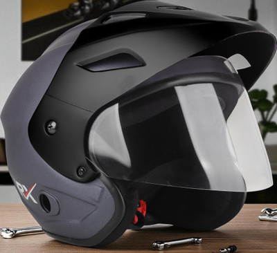 ROAD ARMOR nEW ISI Certified Open Face Motorbike Helmet (Dashing with Grey Clear Visor) Motorbike Helmet(Grey)