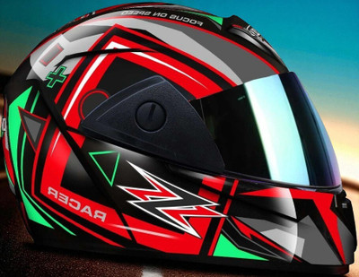 deletion Rado Tiger with Anti UV Rainbow Visor ABS Material Unisex (NN-1) Motorbike Helmet(Red)