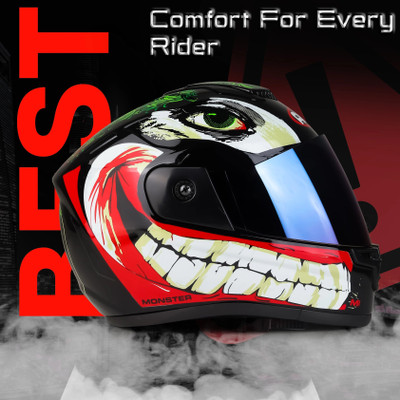 FOROLY AGN Monster Joker Teeth Fullface ABS Material with Rainbow Visor Unisex Motorbike Helmet(Multicoolor)