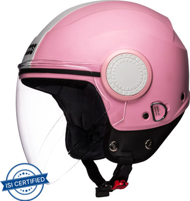 STUDDS URBAN OPEN FACE PINK- M Motorsports Helmet(Pink White Strip)