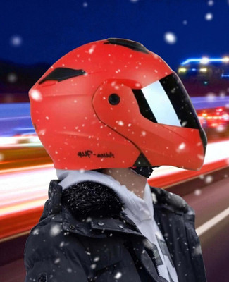 deletion Material with Rainbow Visor (PP-1) Motorbike Helmet(Red)
