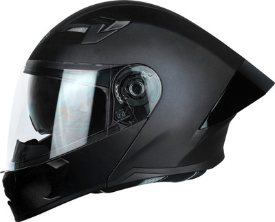 Steelbird SBA-20 7Wings ISI Certified Flip-Up Helmet with Black Spoiler for Men and Women Motorbike Helmet(Glossy Black with Inner Smoke Sun Shield)