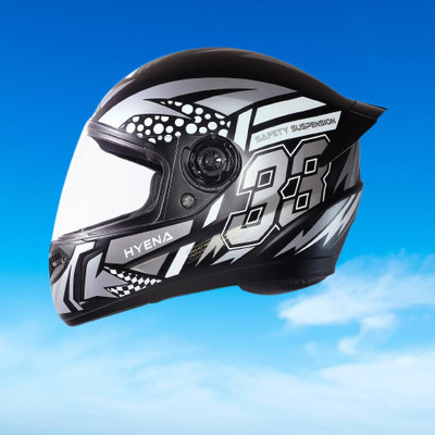 OZONE FULL FACE_HELMET_Hyana_Super Quality_JSR@V@32 Motorbike Helmet(SILVER-BLACK)