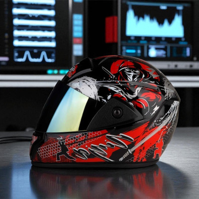 deletion Rado Ninja with Rainbow Visor ABS Material (OO-1) Motorbike Helmet(Red)