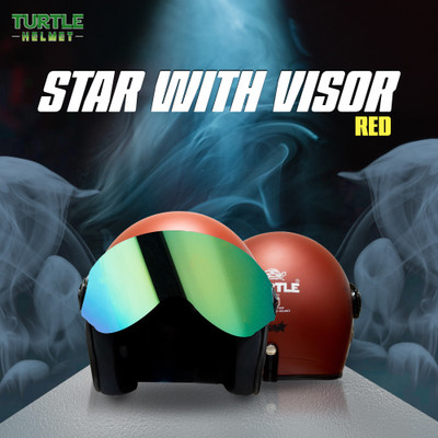 TURTLE Star-Wth-Vis-L-60-Red-Clr-@@ Motorbike Helmet(Red)