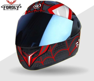 FOROLY Spider R22 Full Face ABS Material with Rainbow visor Motorbike Helmet(Red)