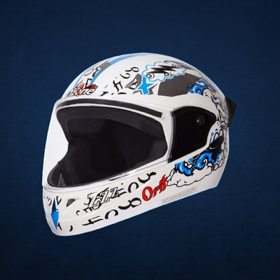 OZONE Full Face_Premium Helmet_Superior Quality_Unique Design_@v@G01 Motorbike Helmet(WHITE-BLUE)