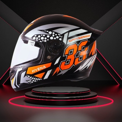 OZONE ONS_Premium Quality_Helmet_GV_@A@_63 Motorbike Helmet(ORENGE BLACK)